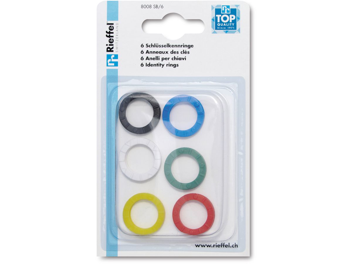 RIEFFEL SWITZERLAND Schlüsselkennringe 8008 SB/6 ass. 6 Stück (7640115314154)