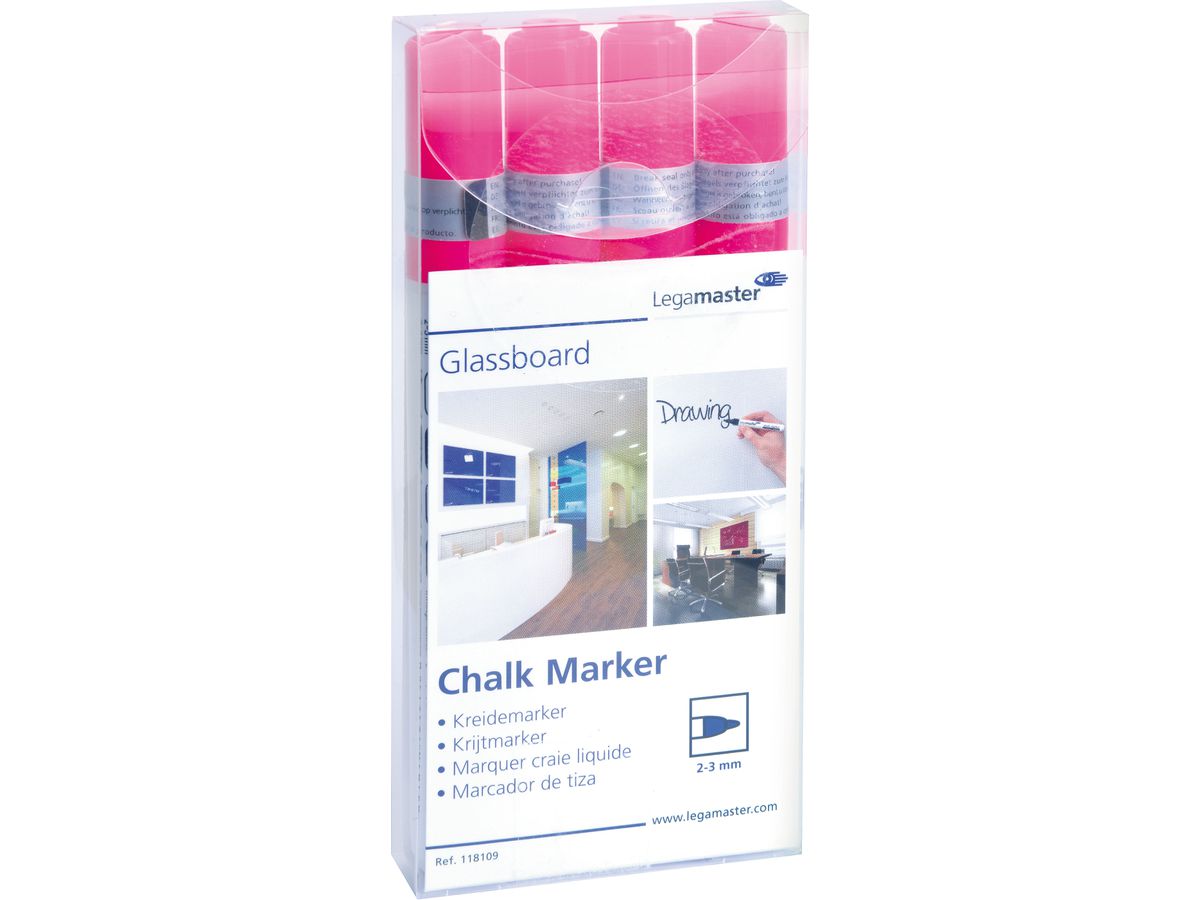 LEGAMASTER Glassboard Marker 7-118109 4 pezzi, pink (8713797079037)