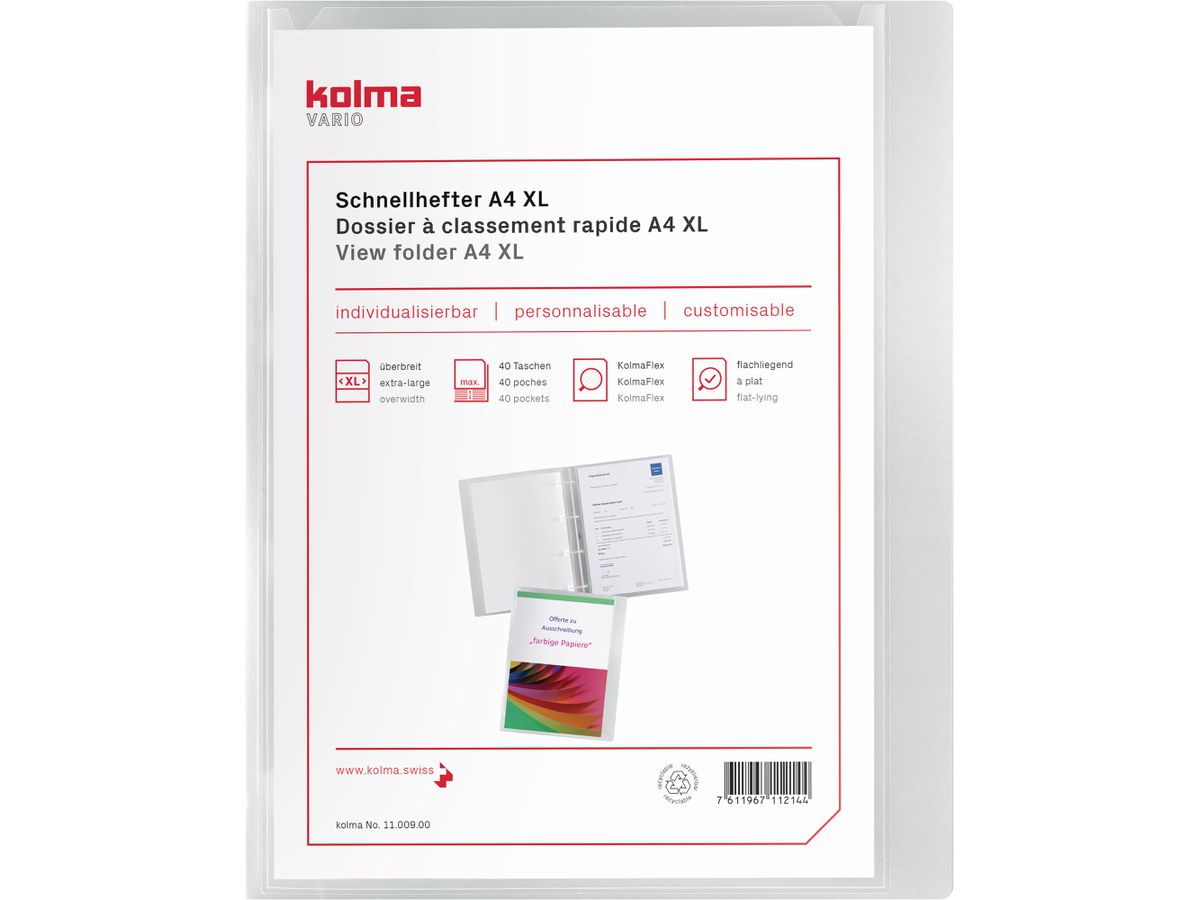 KOLMA Dossier classeur Vario A4 XL 11.009.00 transp.,KolmaFlex 40 poches (7611967112144)