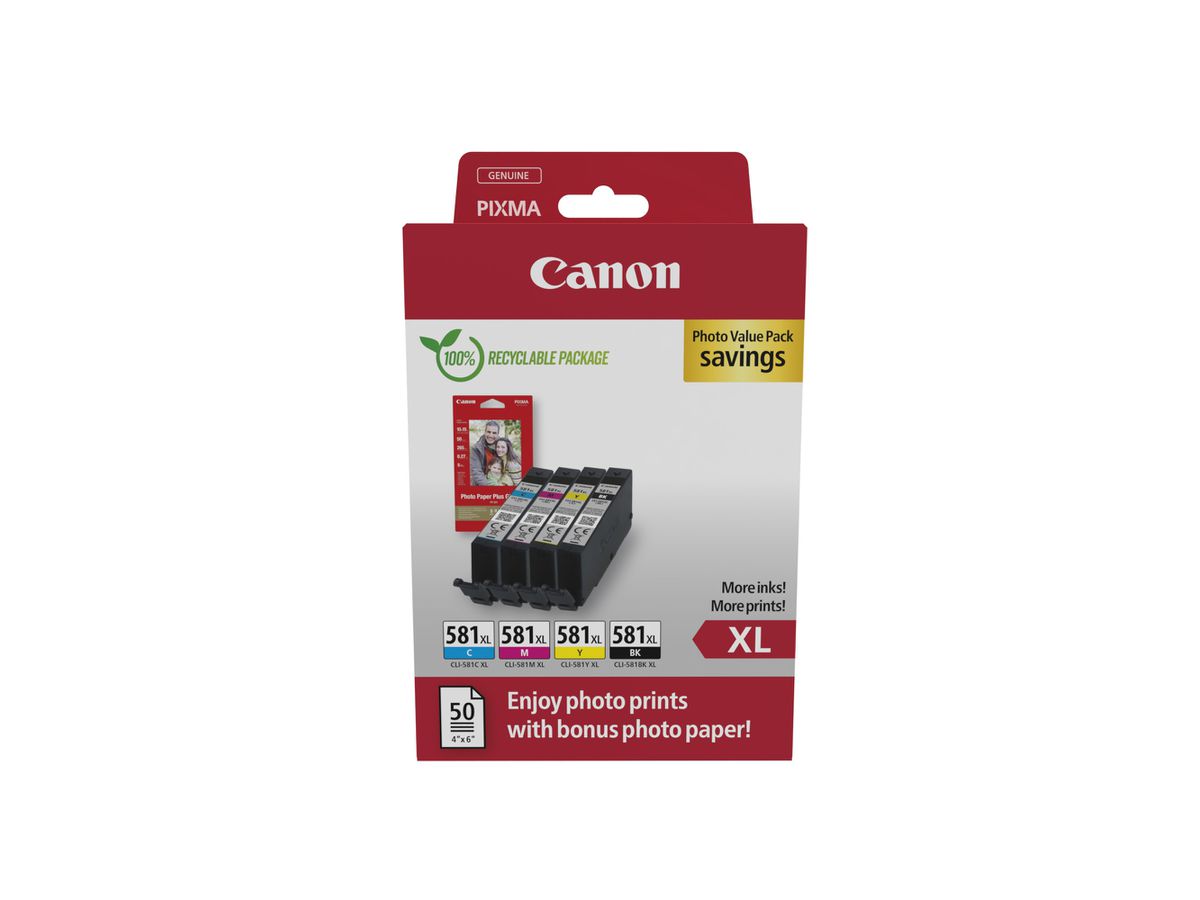 CANON Photo Valuepack XL BKCMY CLI-581XL Pixma TR7550 4x8.3ml (8714574679075)