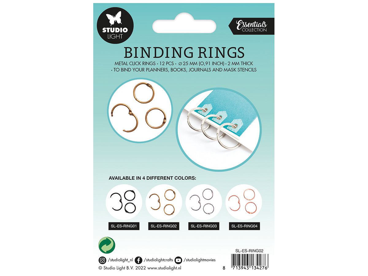 SIZZIX Reliure 2.3x2.3x0.3cm RING02 or 12 pcs. (8713943134276)