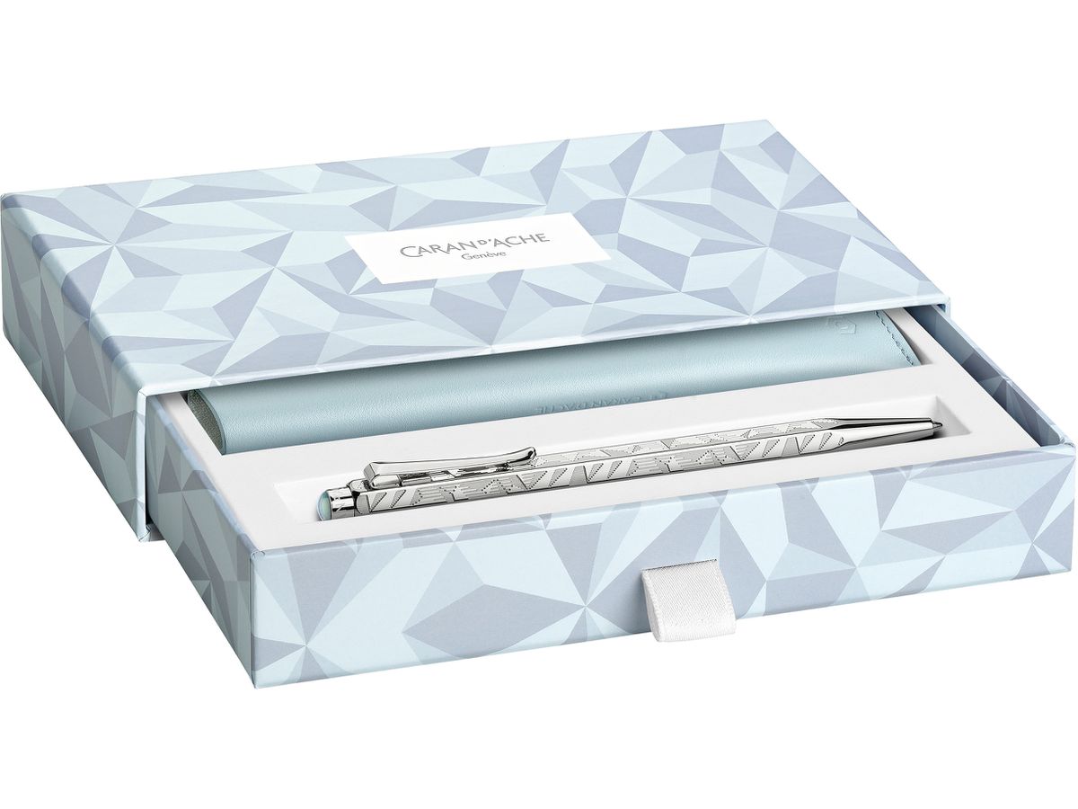 CARAN D'ACHE Kugelschreiber Ecridor Set CC0890.025 Alpine Frost, mit Lederetui (7630002360883)