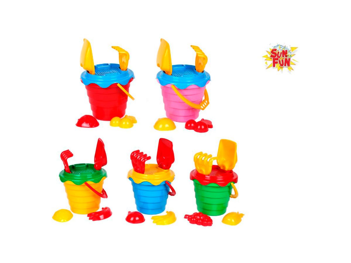 ROOST Sun Fun Eimer Set 15.5x17x23cm 720606 6-teilig, 5 assortiert (4823037600489)