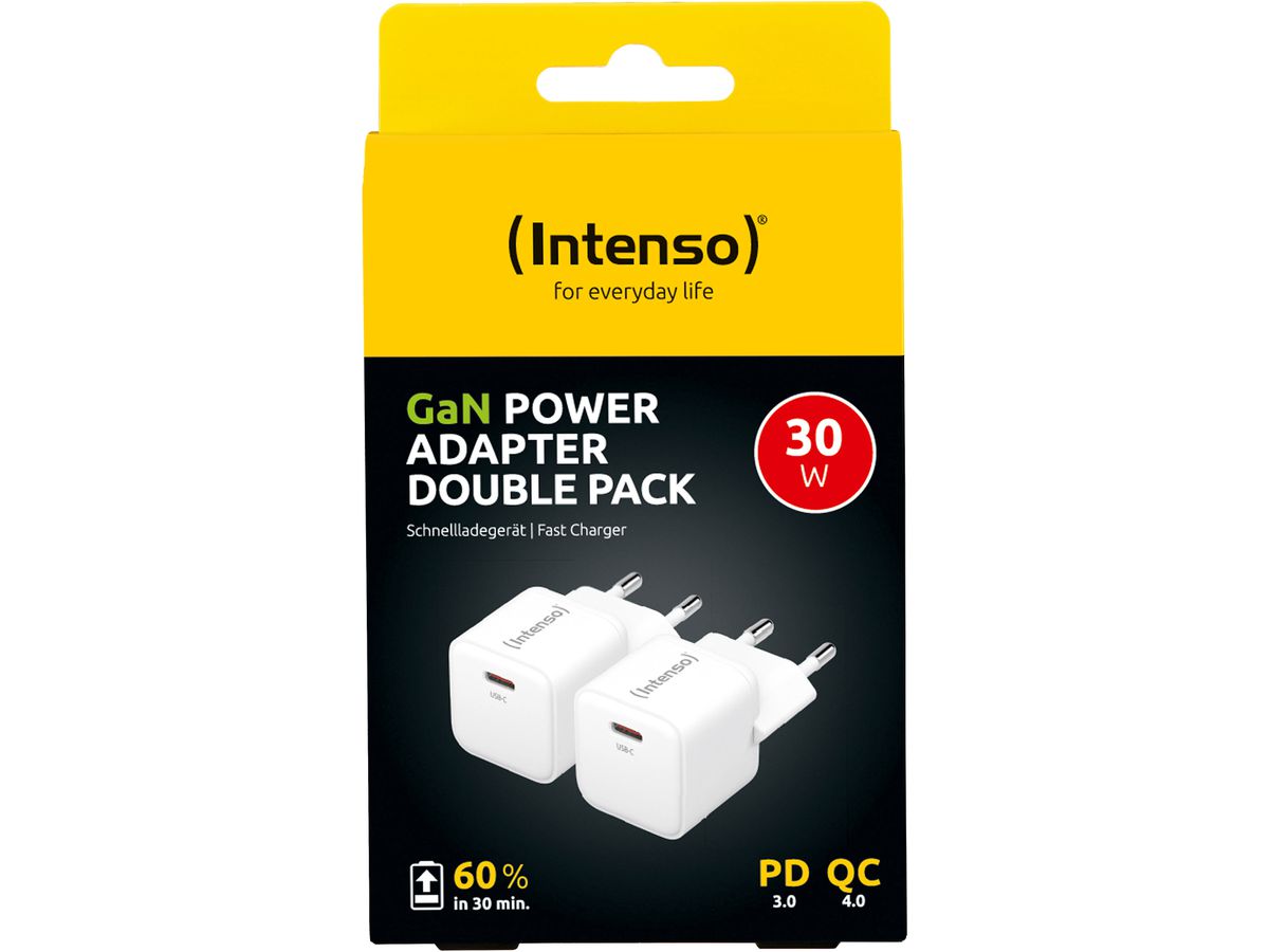 INTENSO Power Charger 30W GaN white 7803032 1 x USB-C each Double Pack (4034303034055)