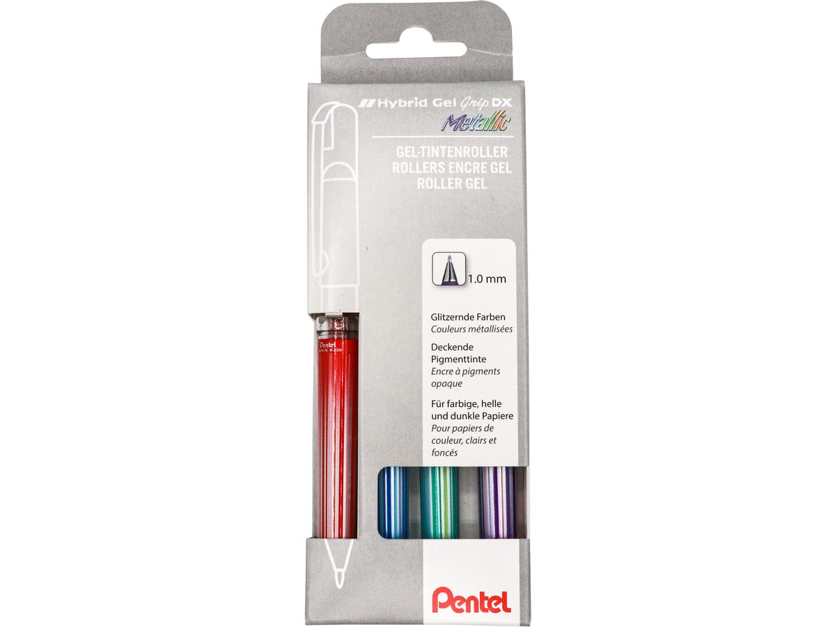 PENTEL Roller Hybrid Gel Grip 1.0mm K230M-4 rouge, bleu, vert, violet (4902506064066)