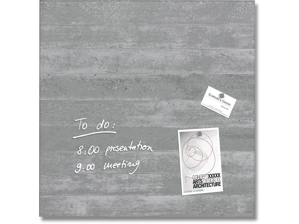 SIGEL Magnettafel Glas GL168 Design Sichtbeton 480x480x15mm (4004360867149)