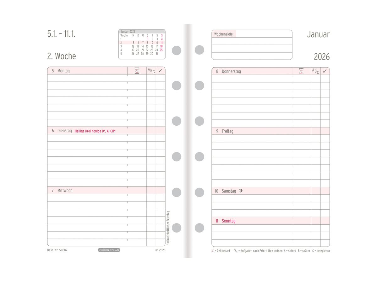 CHRONOPLAN Plan semainier recharge 2026 50616Z.26 1S/2P Mini (4004182088586)