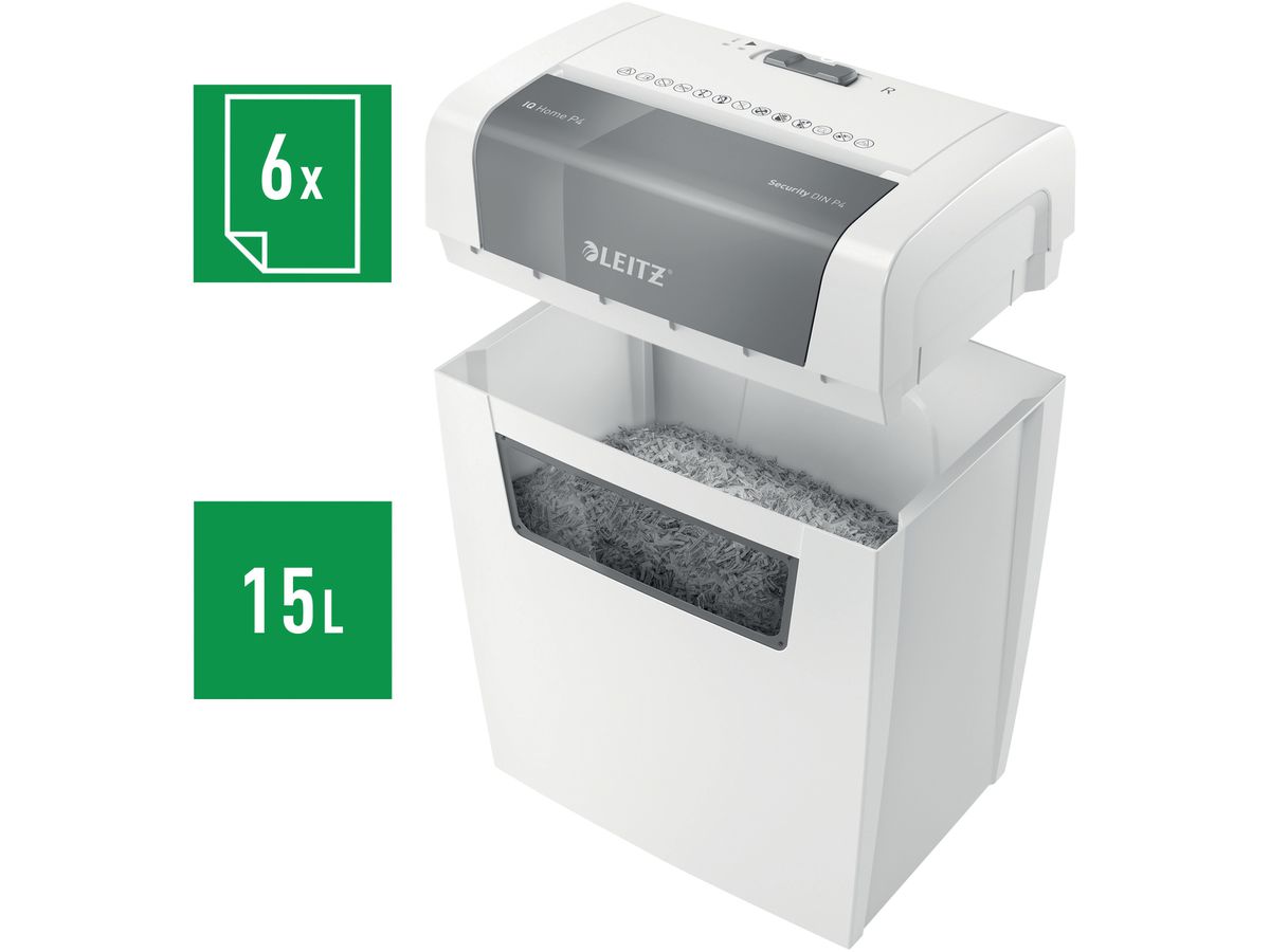 LEITZ Distruggi documenti IQ 80340000 Home, P-4, 15lt (4002432128464)