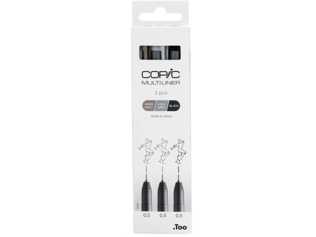 COPIC Multiliner 22075633 griggio, nero 3 pezzi (4013695266060)