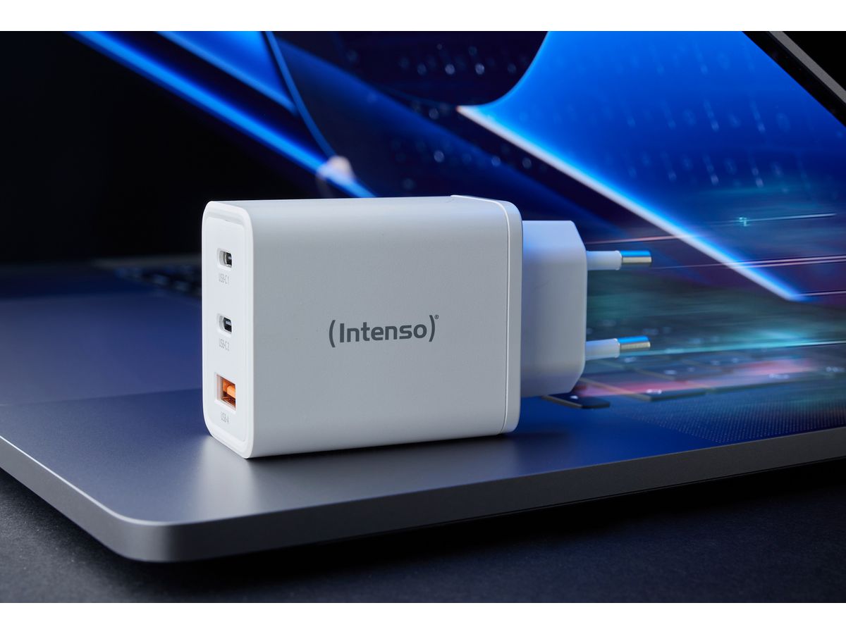 INTENSO Power Charger 65W GaN white 7806512 2 x USB-C 1 x USB-A (4034303033379)