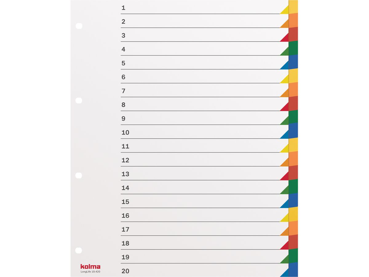 KOLMA Registro LongLife A4+ 19.420.20 multicolore 20 pzi (7611967190197)