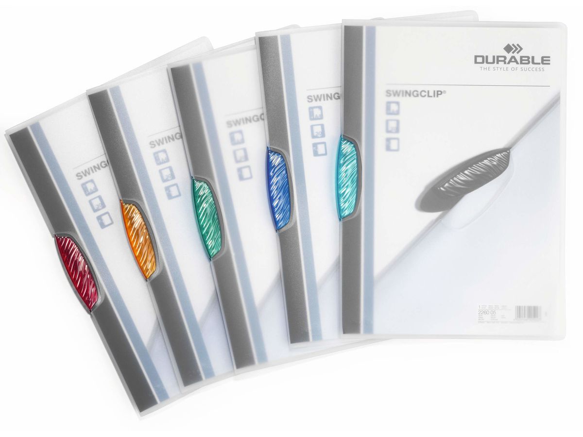DURABLE Klemmhefter SWINGCLIP A4 228400 farbig assortiert 5 Stück (4005546209364)