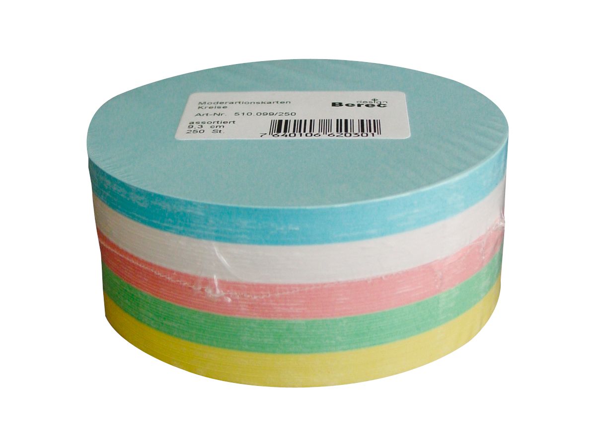 BEREC Karton Kreise 10cm 510.099/500 ass. 500 Stück (7640106620905)