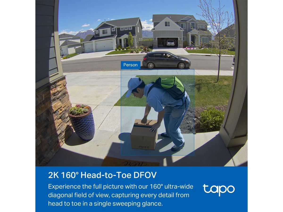 TP-LINK Video Doorbell Camera Tapo D210 2K, 6400mAh Battery (8885021371344)