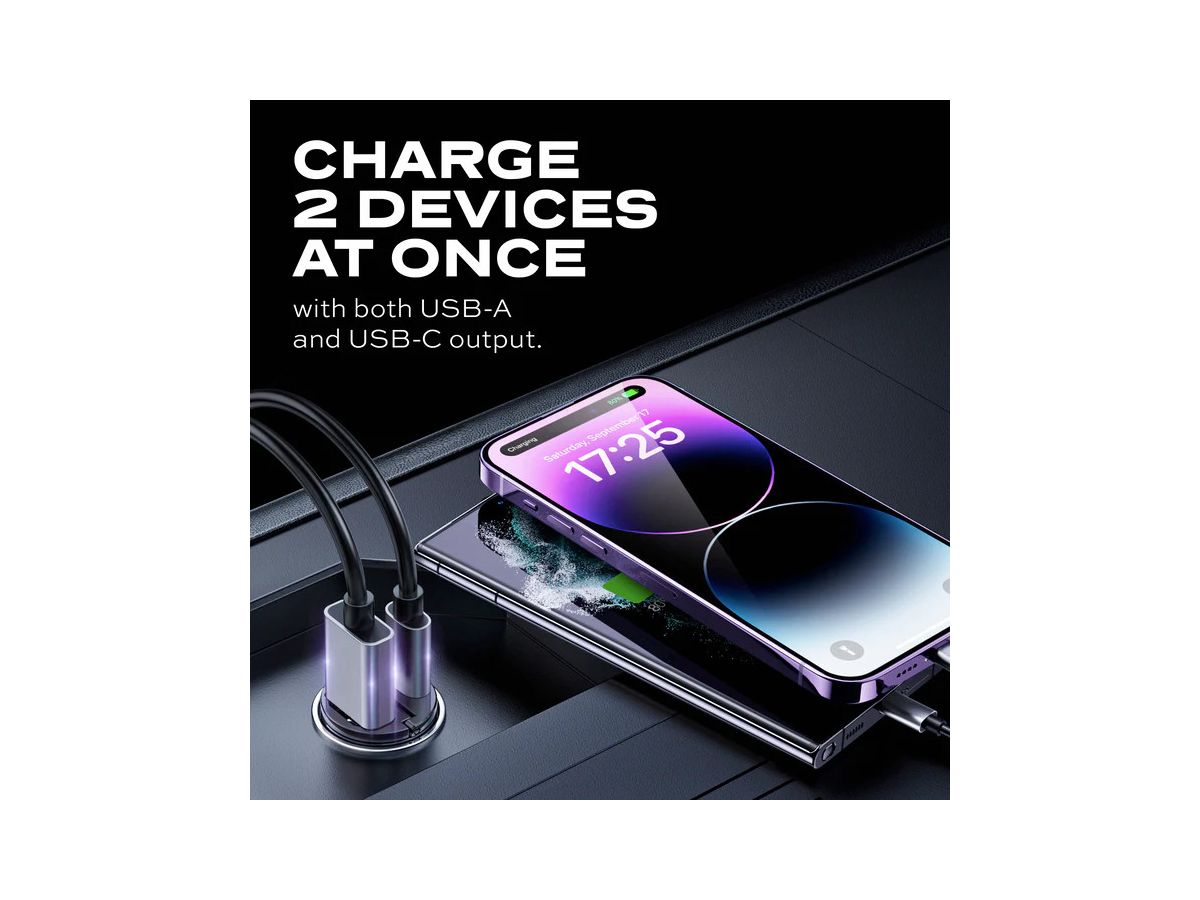 STATIK Dual Car Charger USB-A-C PUP-0250 BlitzCharge 45W (0810024054503)