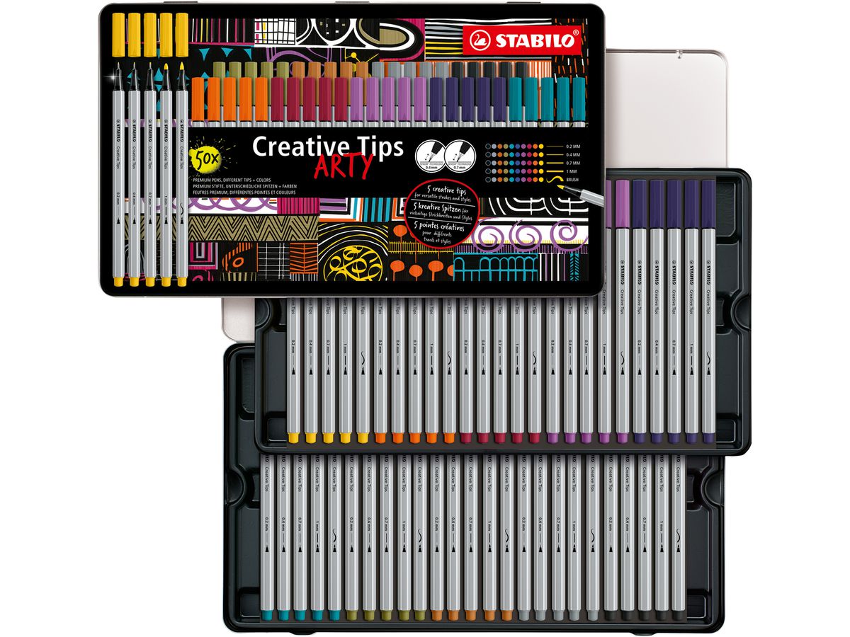 STABILO Set Creative Tips Arty 89/50-6-20 Urban 50 pièces (4006381601948)