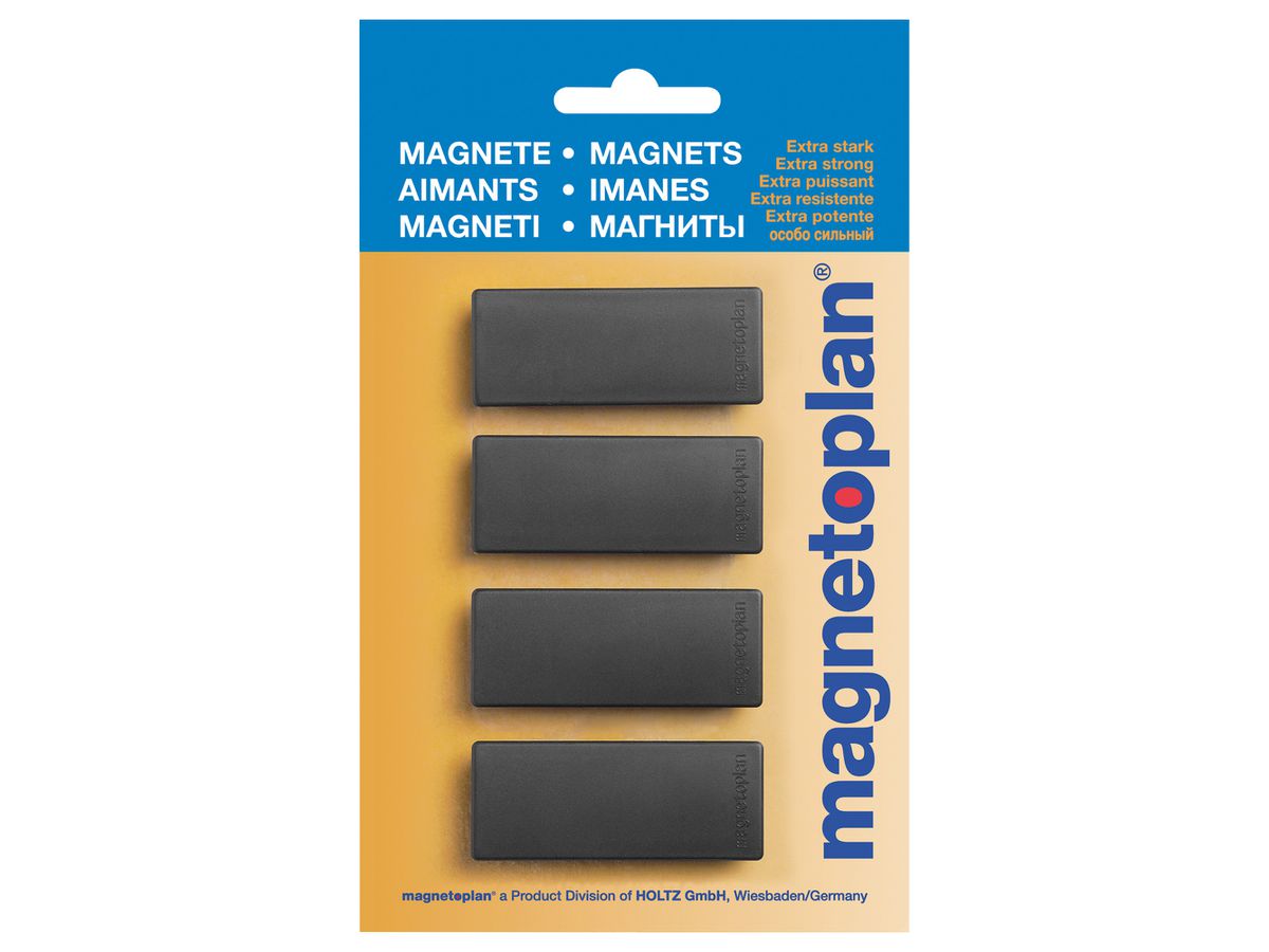 MAGNETOPLAN Support. magnét. réctangle 16651412 noir 4 pcs. (4013695014203)
