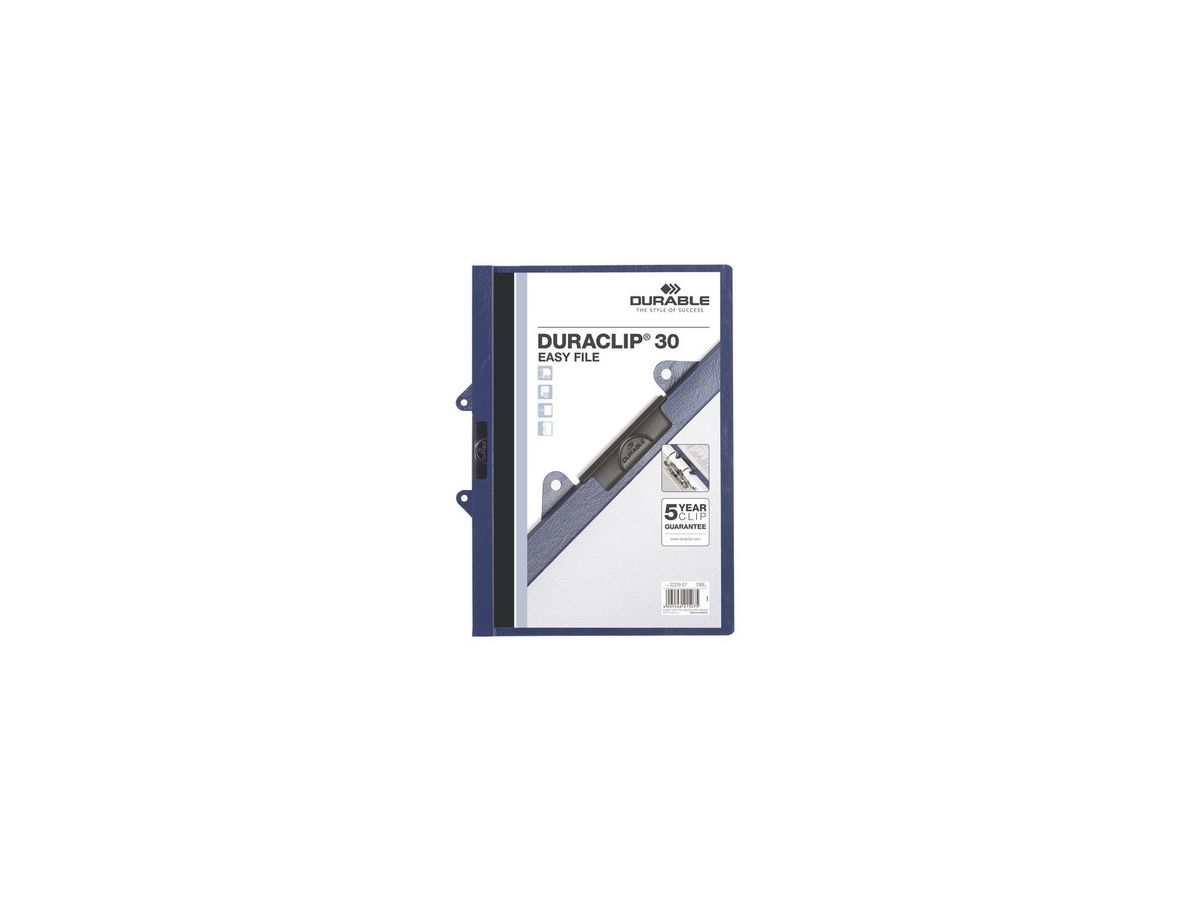 DURABLE Klemmhefter 30 EASY FILE 222907 für 30 Blatt A4 dunkelblau (4005546215075)