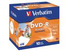 VERBATIM DVD-R Jewel 4.7GB 43521 1-16x fullprint 10 Pcs (0023942435211)