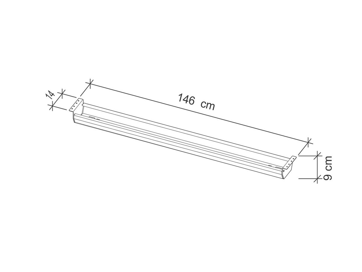 APOLLO Goulotte de câbles 146cm VCK18/G graphite, p. tables 180-200cm (4032062189405)