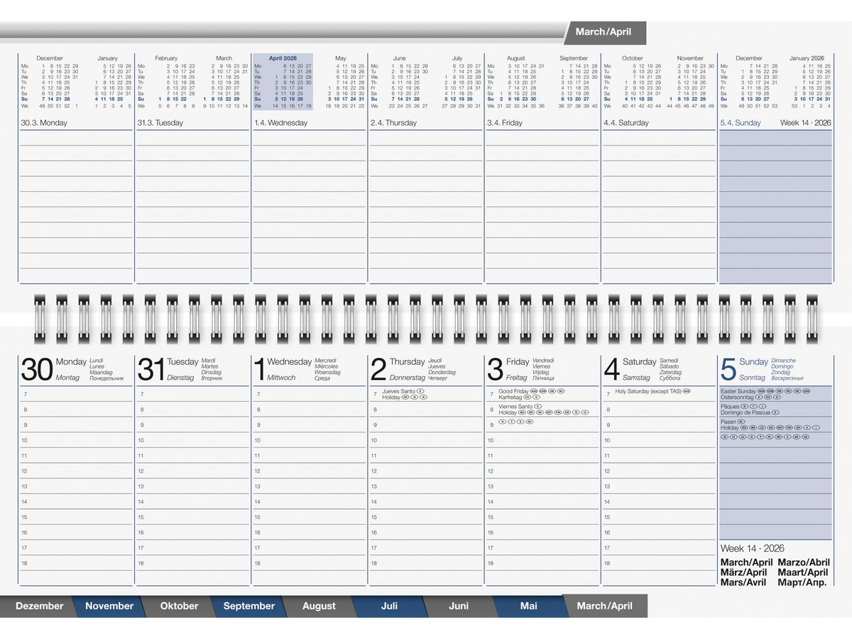 RIDOIDE Cal. tavolo AC-Terminer 2026 7031702906.26 1S/2P nero ML 30.7x10.5cm (4003273791077)