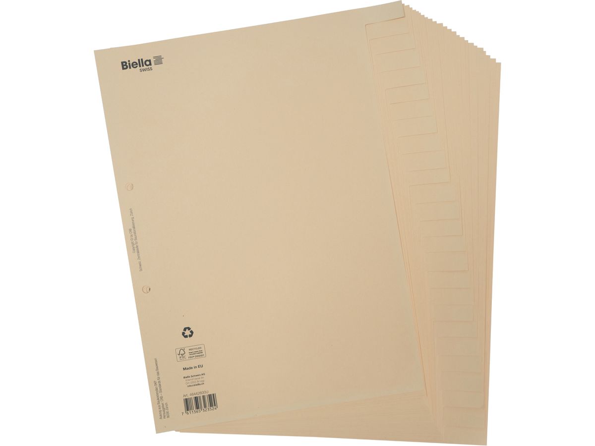 BIELLA Separ. fatturazioni edizila A4 46442600U marrone neutro 26 pzi. (7611365323524)