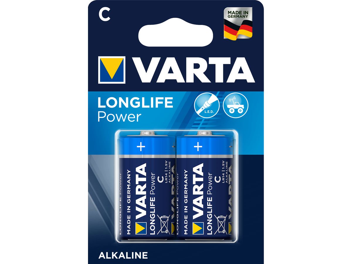 VARTA Batterie Longlife Power 4914121412 C/LR14, 2 Stück (4008496559312)