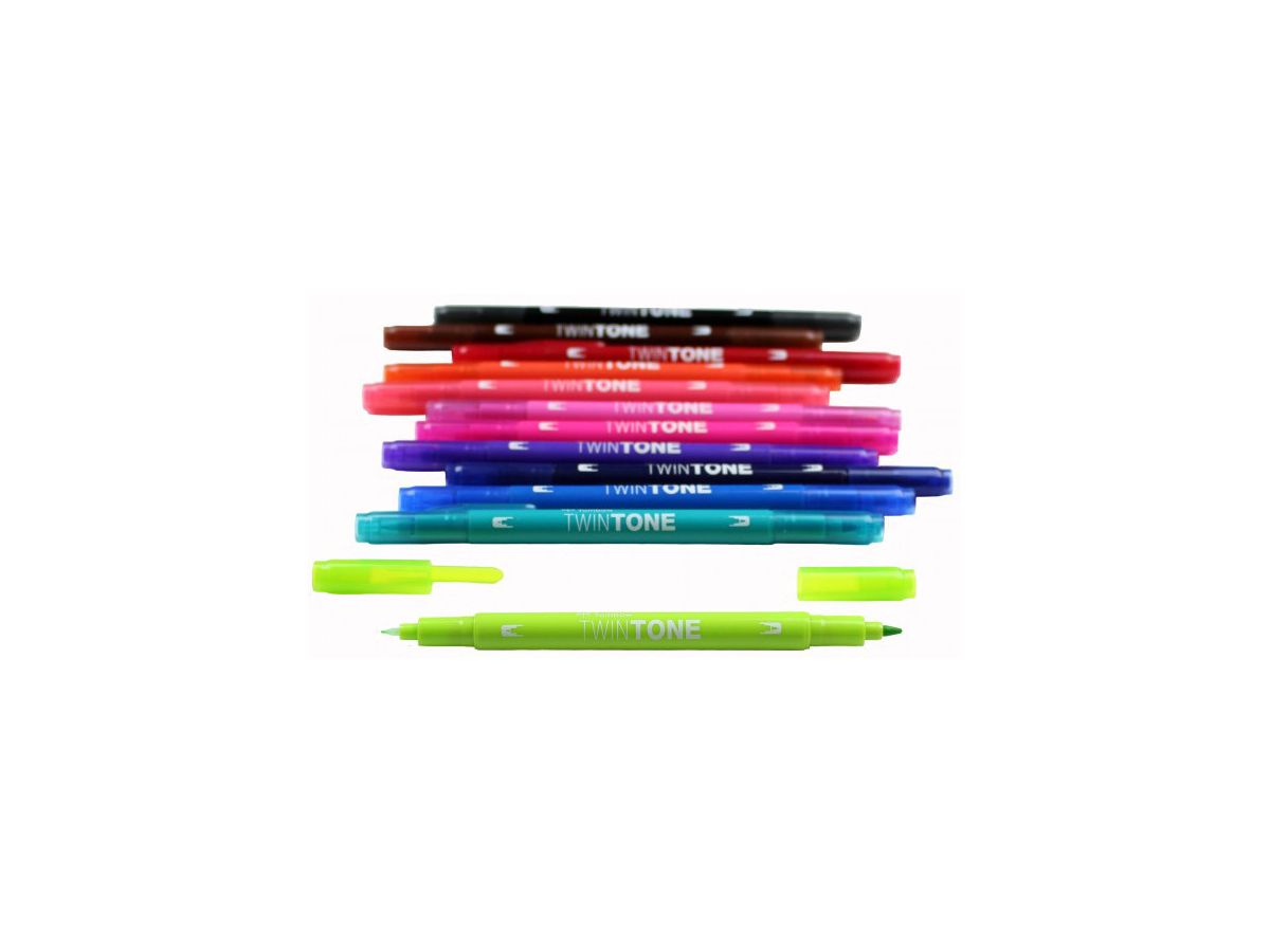 TOMBOW Penna Fibra TwinTone Marker WS-PK-12P-1 chiaro 12 pezzi (4003198141018)