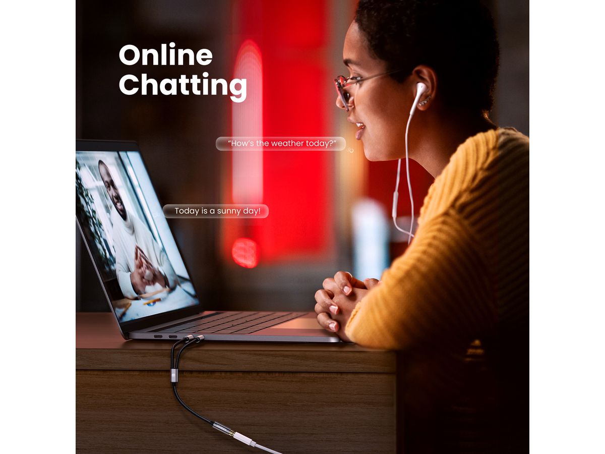 UGREEN Audio Cable 3.5mm Fem./2 Male 20899 aluminum Case, Black (6957303828999)