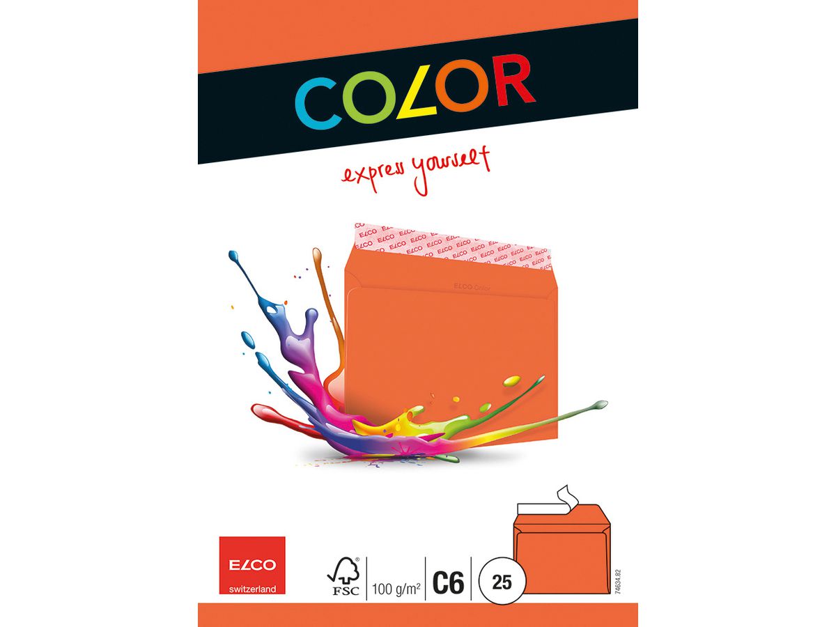 ELCO Busta Office s/finestra C6 74634.82 100g, arancione 25 pezzi (7610425368901)