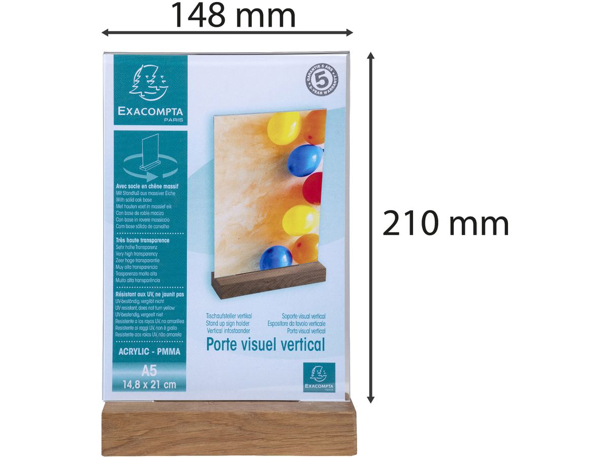 EXACOMPTA Supporto da tavolo A5 85258D trasparente, legno alto (9002493109391)