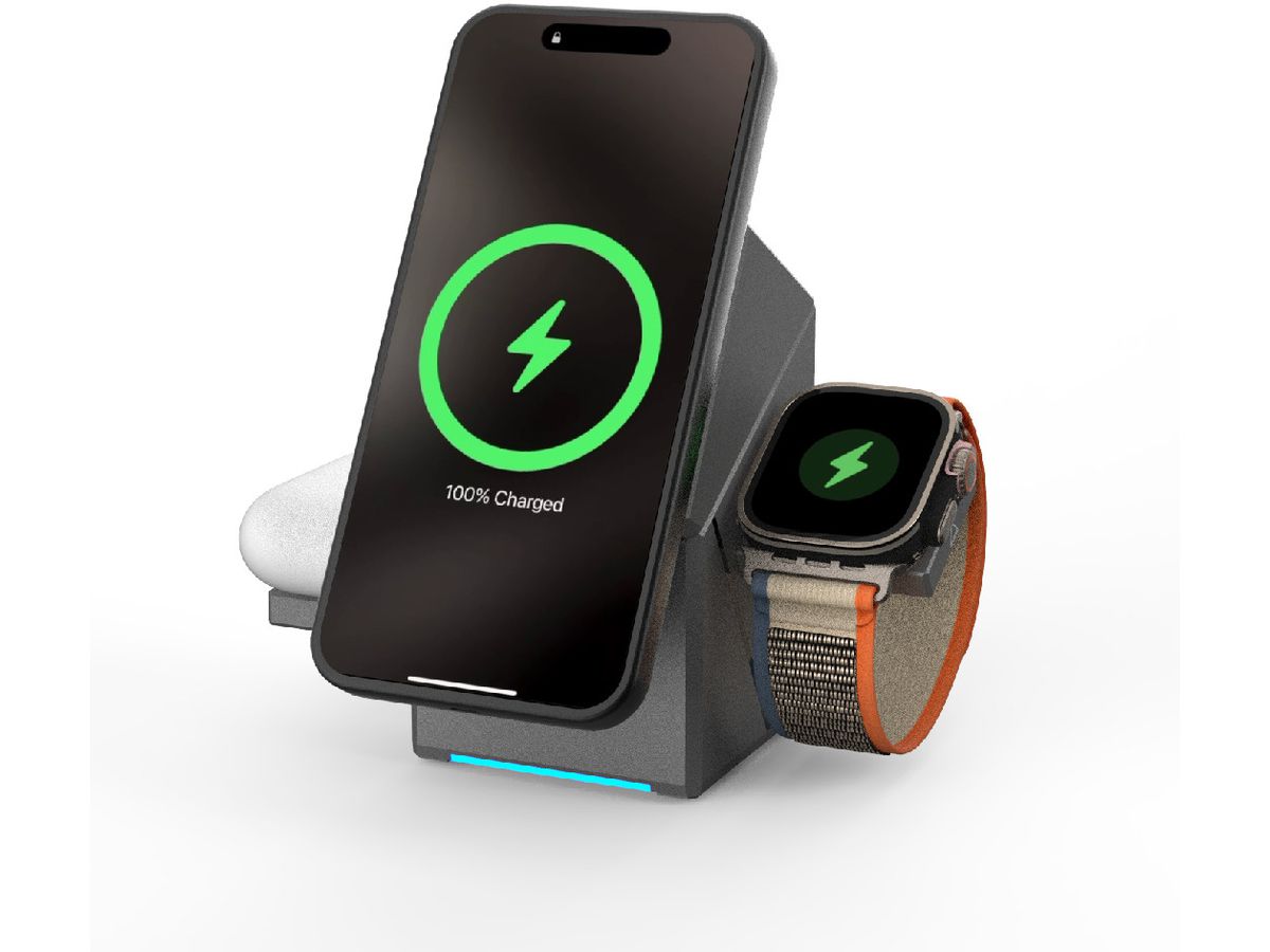 VINNIC OWL PEAK 3-IN-1 Char.Dock VPPD-31WSCG2-SL Qi2, Swivel Mount (4898338018301)