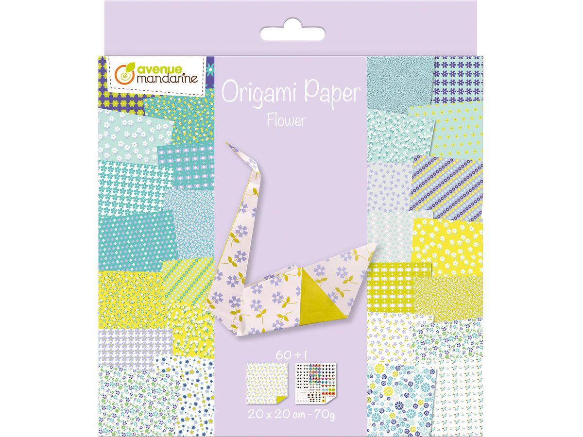MANDARINE Origamipapier 20x20cm 52507O Flowers 70g 60 Blatt (3065500525078)