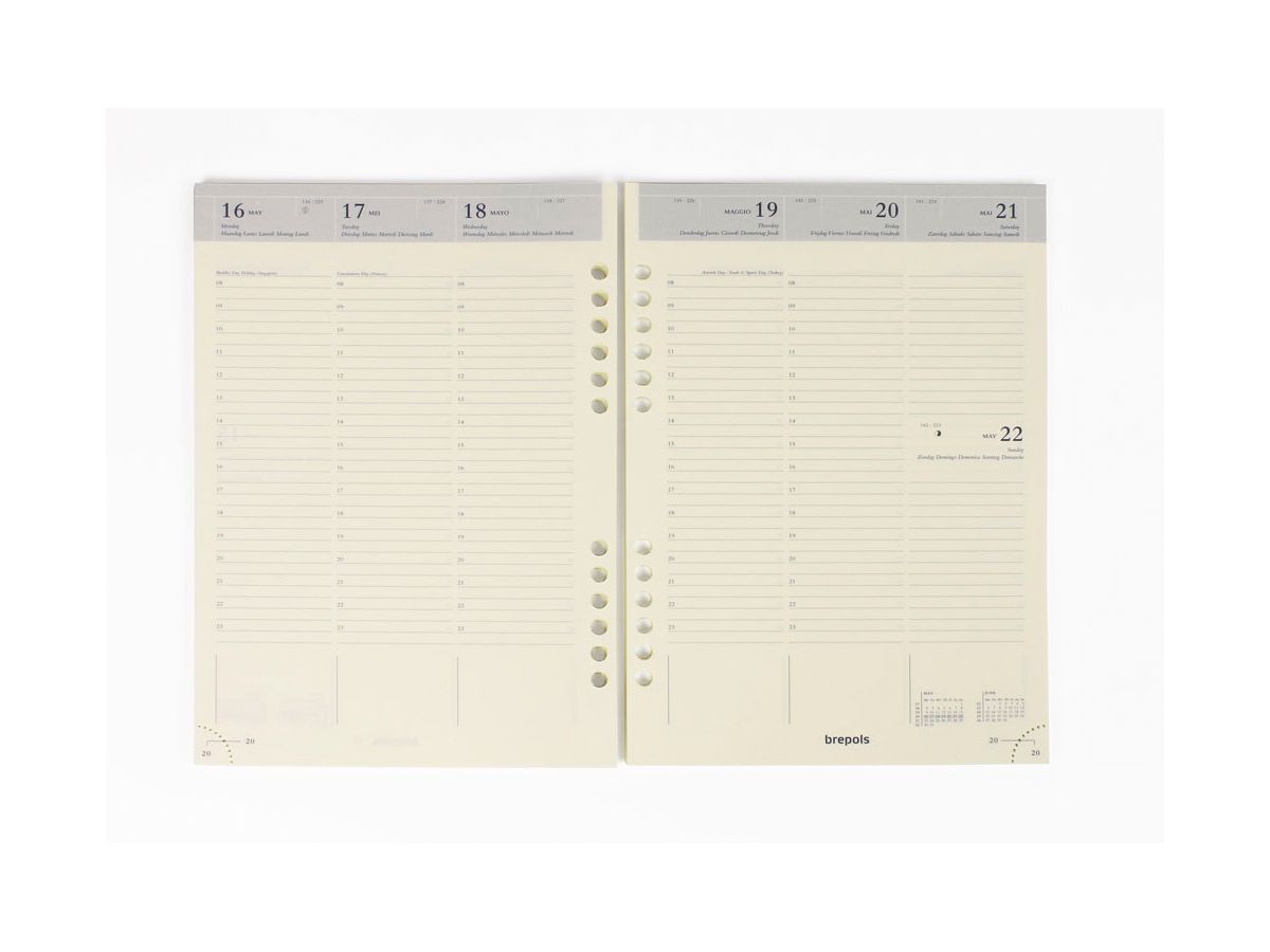 BREPOLS Agenda Brefax 7 open-ring 2026 0.510.9900 1S/2P calendario ricambio A5 (5412303103138)