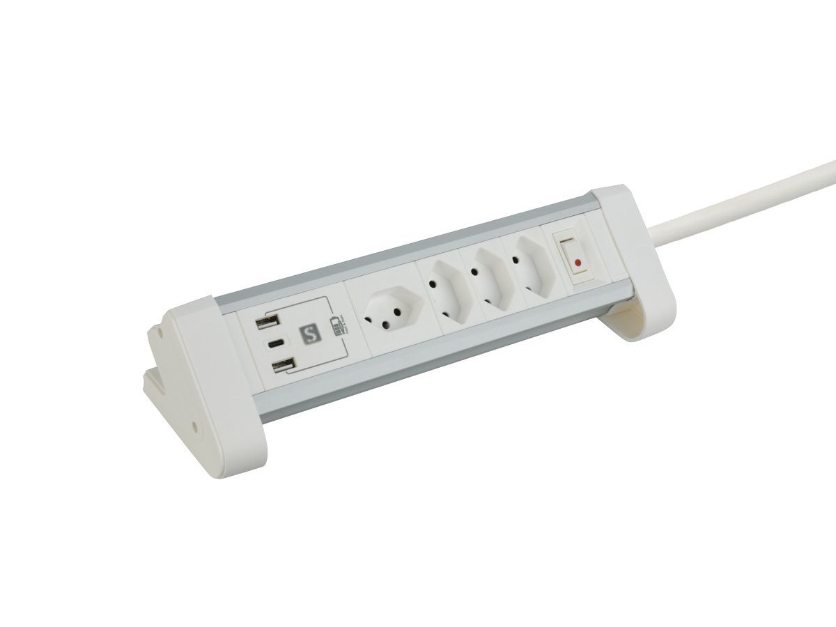 SCHOENENBERGER ALU striscia di prese d.t. 2m 85.861.4AL USB-C argento/nero (7611453008821)