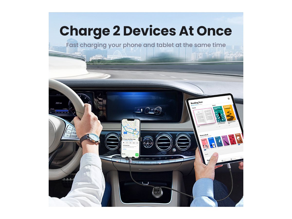 UGREEN Fast Car Charger 30W 40858 USB-C PD+USB-A QC (6957303848584)