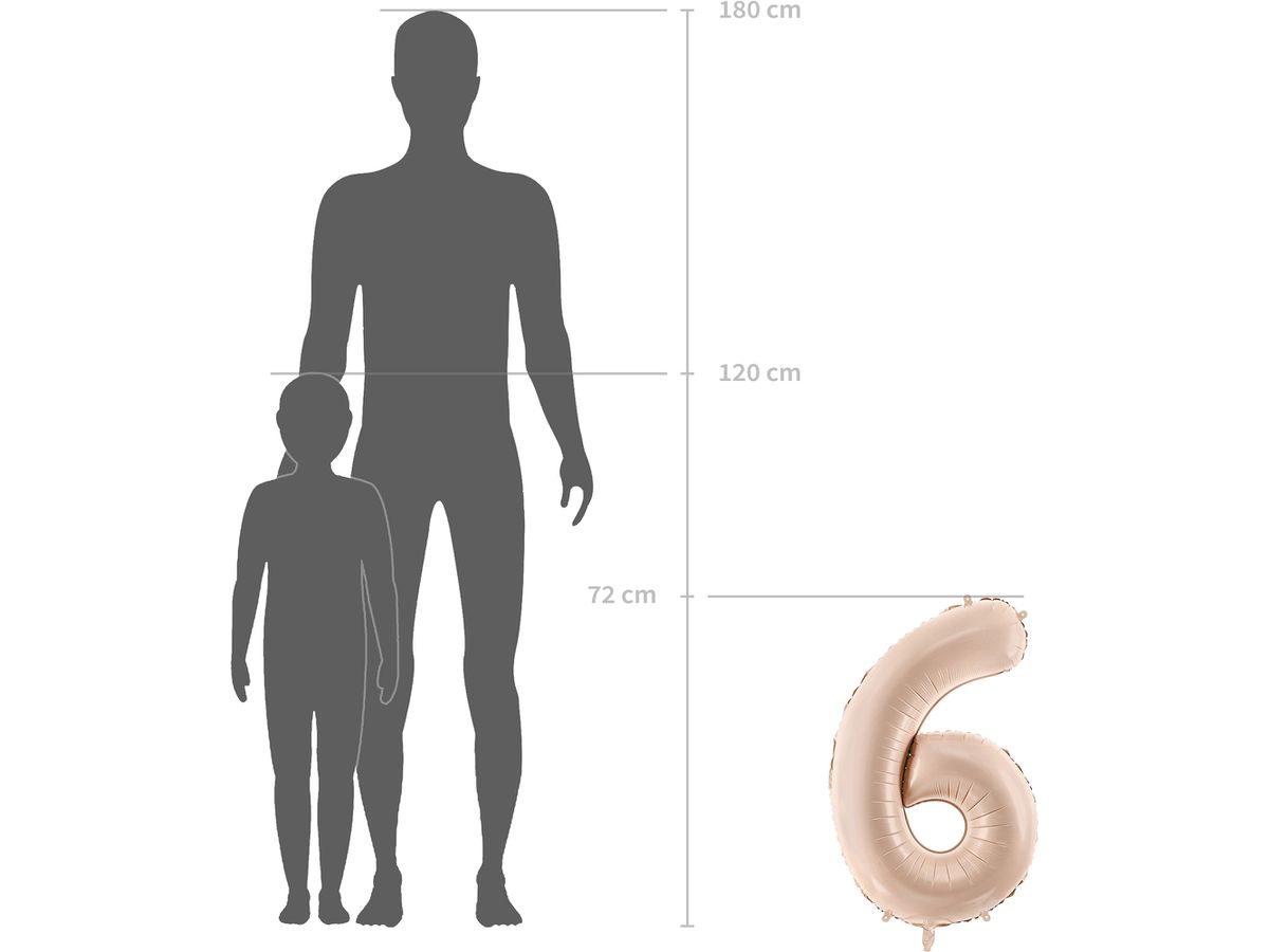 PARTYDECO Ballon en plastique no. 6 72cm FB230P-6-013 beige (5904555035188)