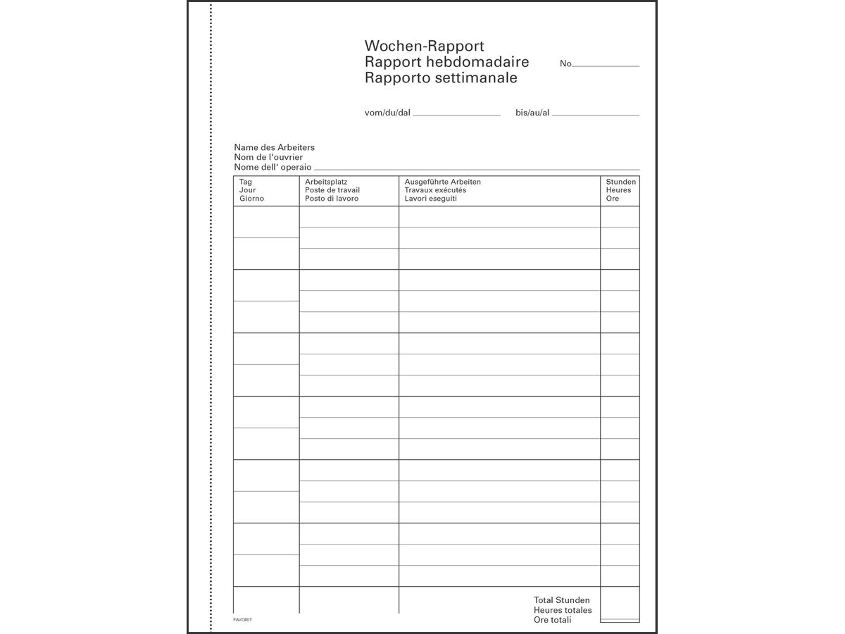 FAVORIT Rapporti settimana T/F/I A5 9307 OK carta autocopiante 50x2 fogli (7612194047704)