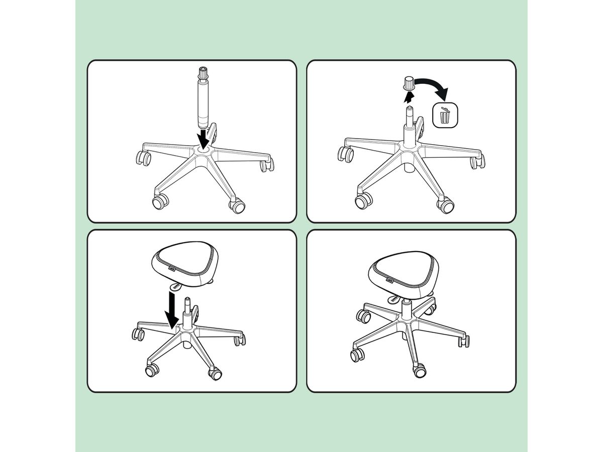 LEITZ Tabouret Ergo Active 6577-00-95 Roulettes, équilibre, noir (4002432136094)