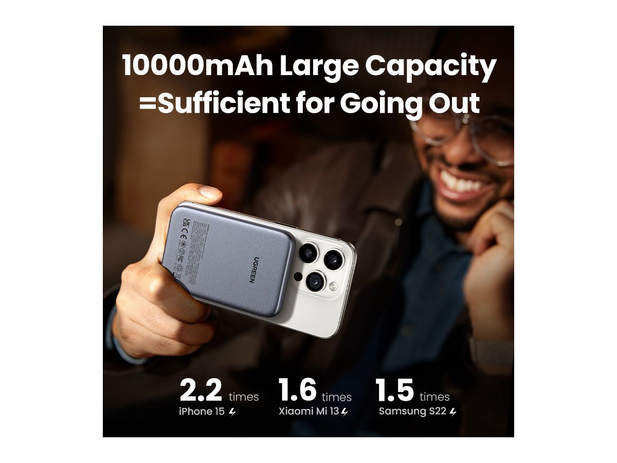 UGREEN Magnetic PowerBank 10000mAh 25919 20W,Wireless,Space Gray (6941876229192)