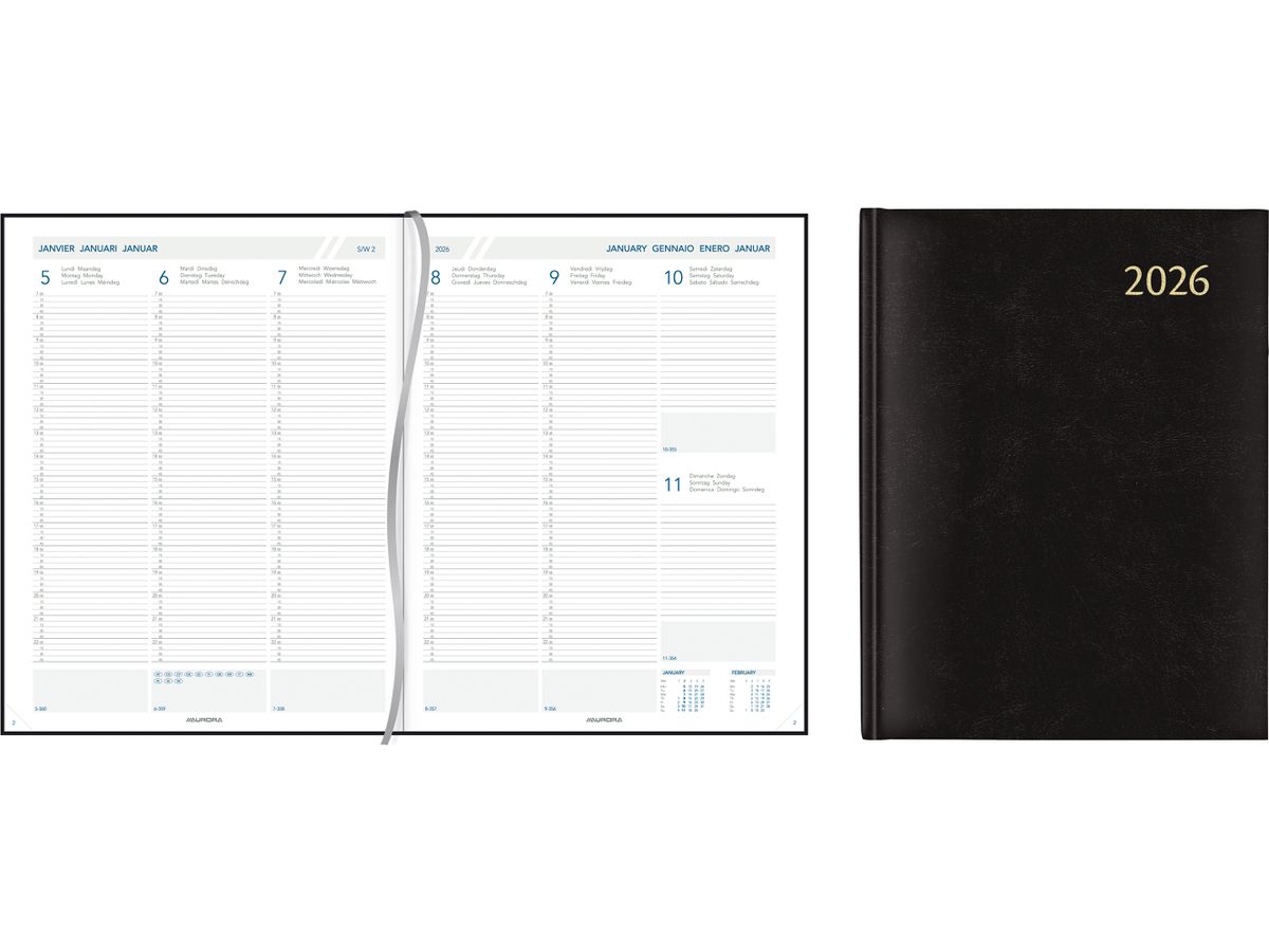 AURORA Agenda Florence PAW 2026 2715Z 1S/2P noir ML 21x27cm (5411028427154)