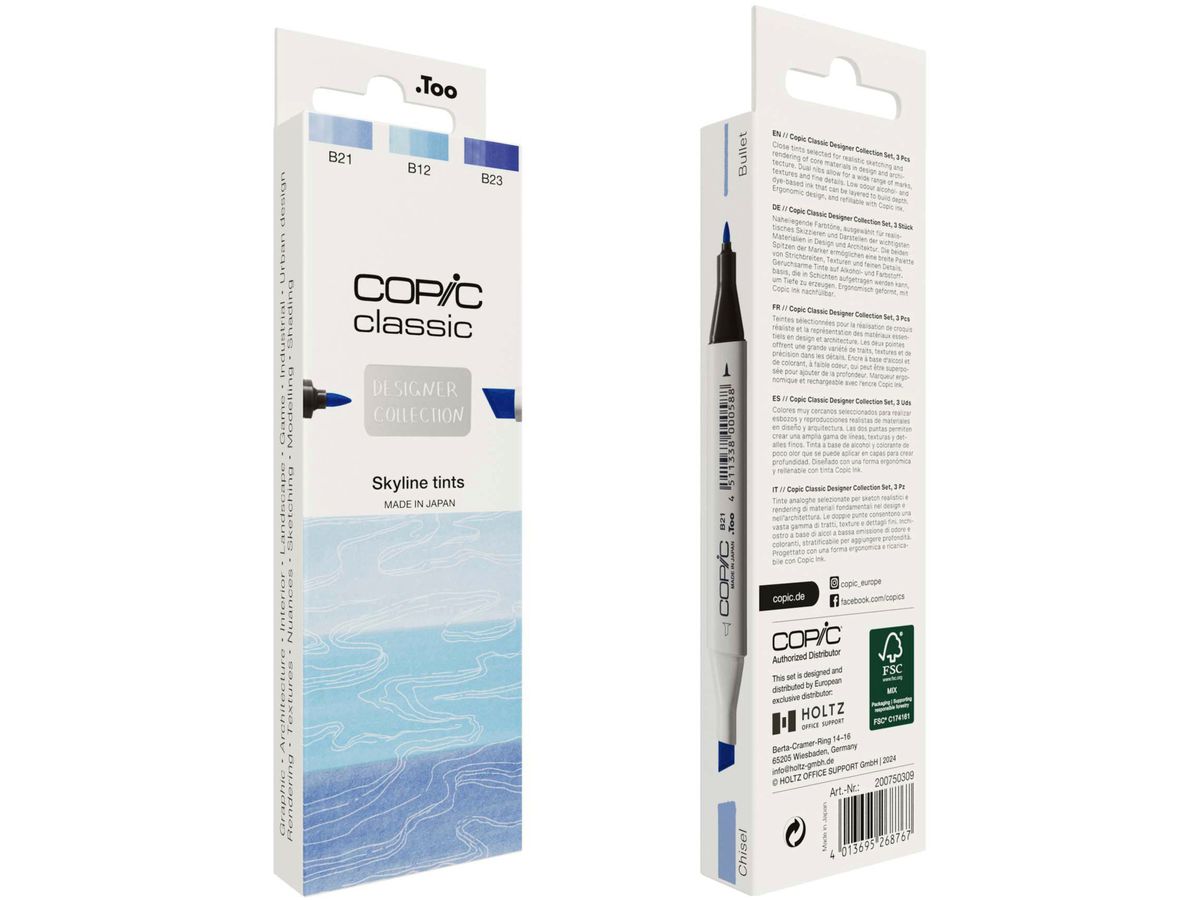 COPIC Marker Classic Designer 200750309 Skyline tints 3 pezzi (4013695268767)