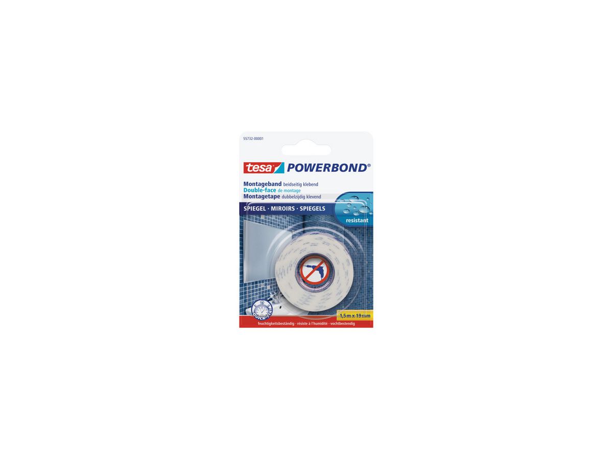 TESA Powerbond specchio 19mmx1.5m 557320000 Nastro fissagio, biadesivo (4042448843234)