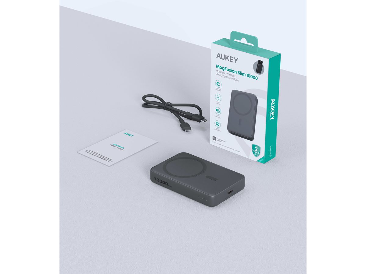 AUKEY MagFusion 10000mAh PB-MS04 GR Powerbank Wireless Grey (0689323789139)