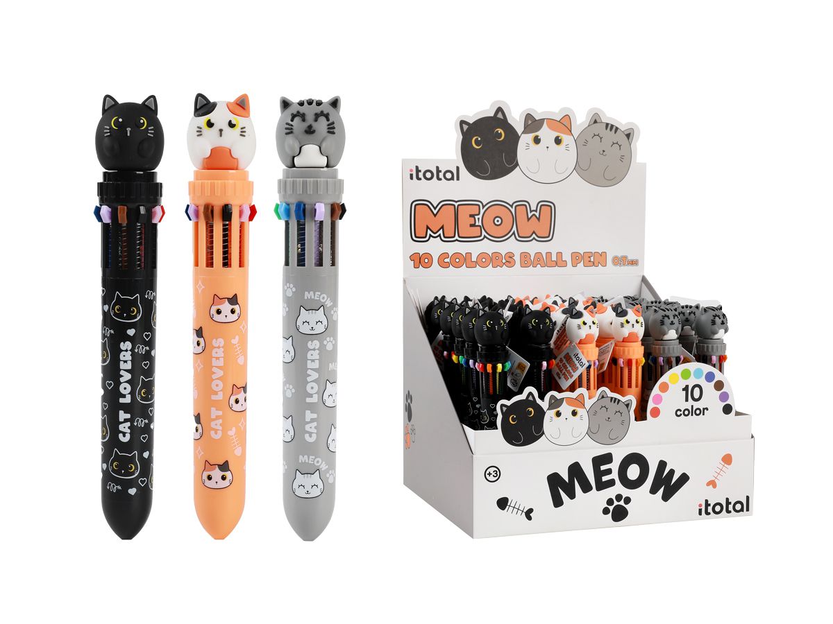 I-TOTAL Stylo multicolore Cat XL2370A 10 Couleurs (8059037072605)