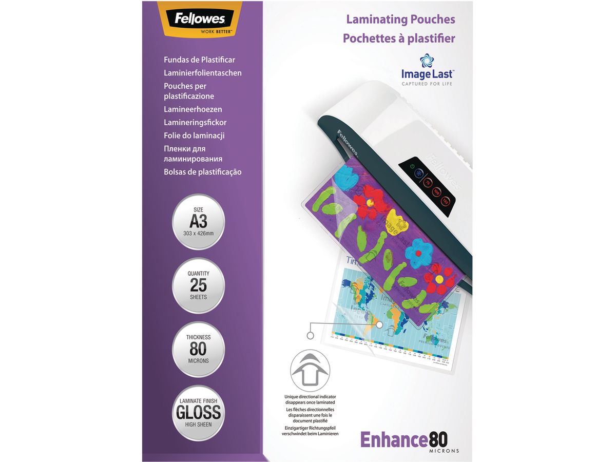 FELLOWES Pochettes à plastifier A3 5396403 brillant, 80my 25 pcs. (0077511539640)