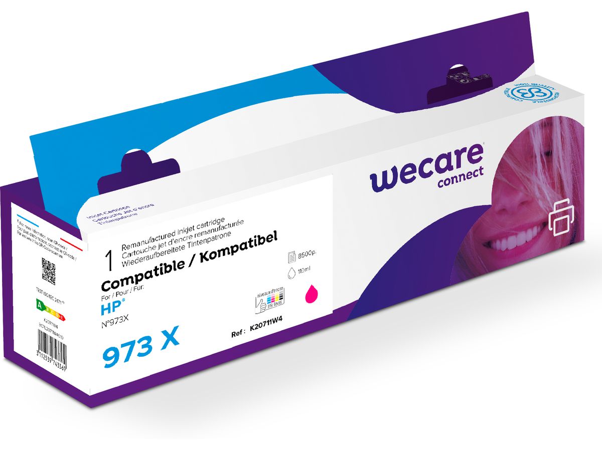 WECARE Inchiostro 973X rebuil magenta F6T82AEWE p. HP PW Pro 452/477 8500 p. (3112539743369)