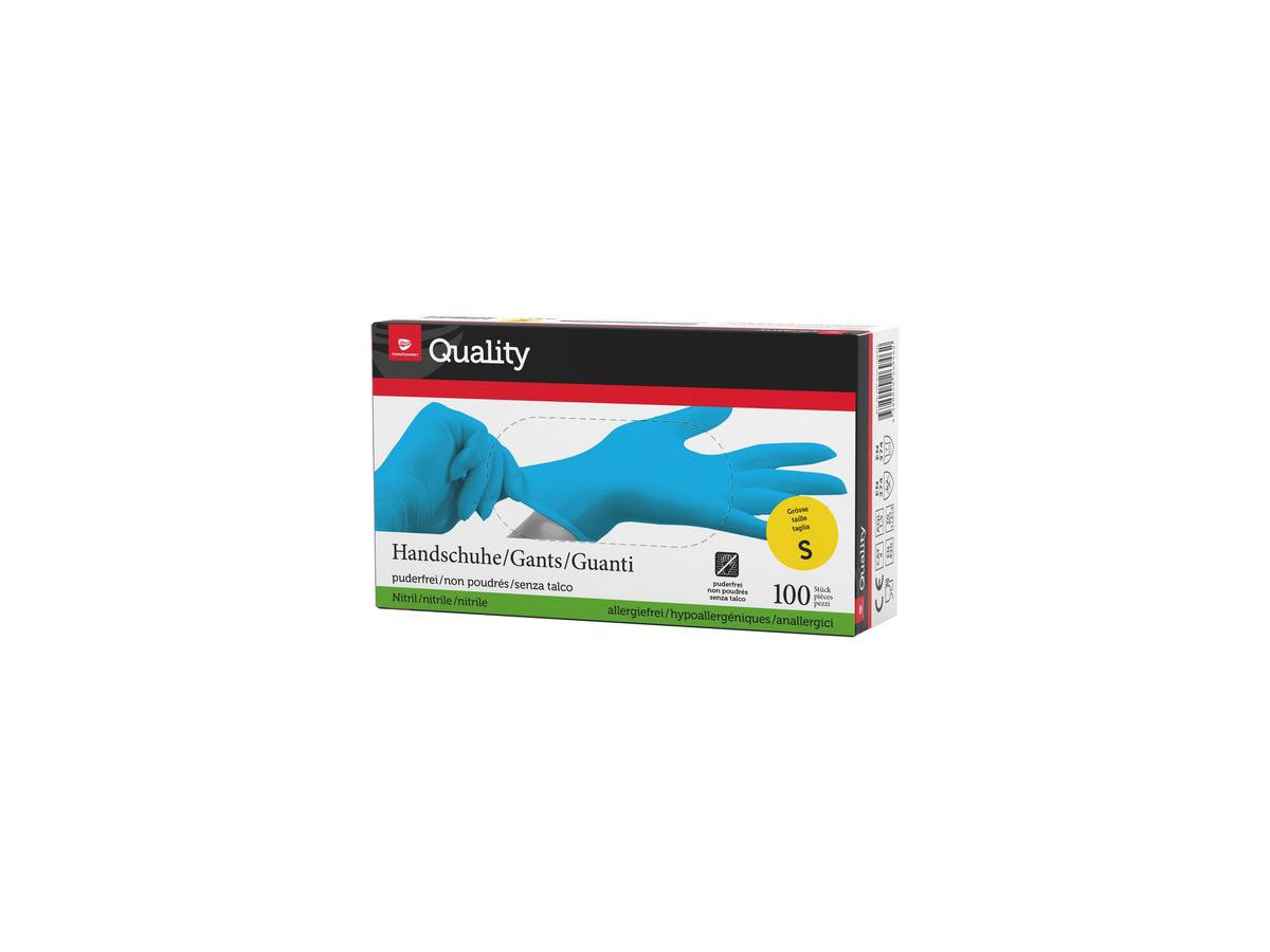 QUALITY Einweghandschuhe Nitril S 975732 blau 100 Stück (7610034544758)