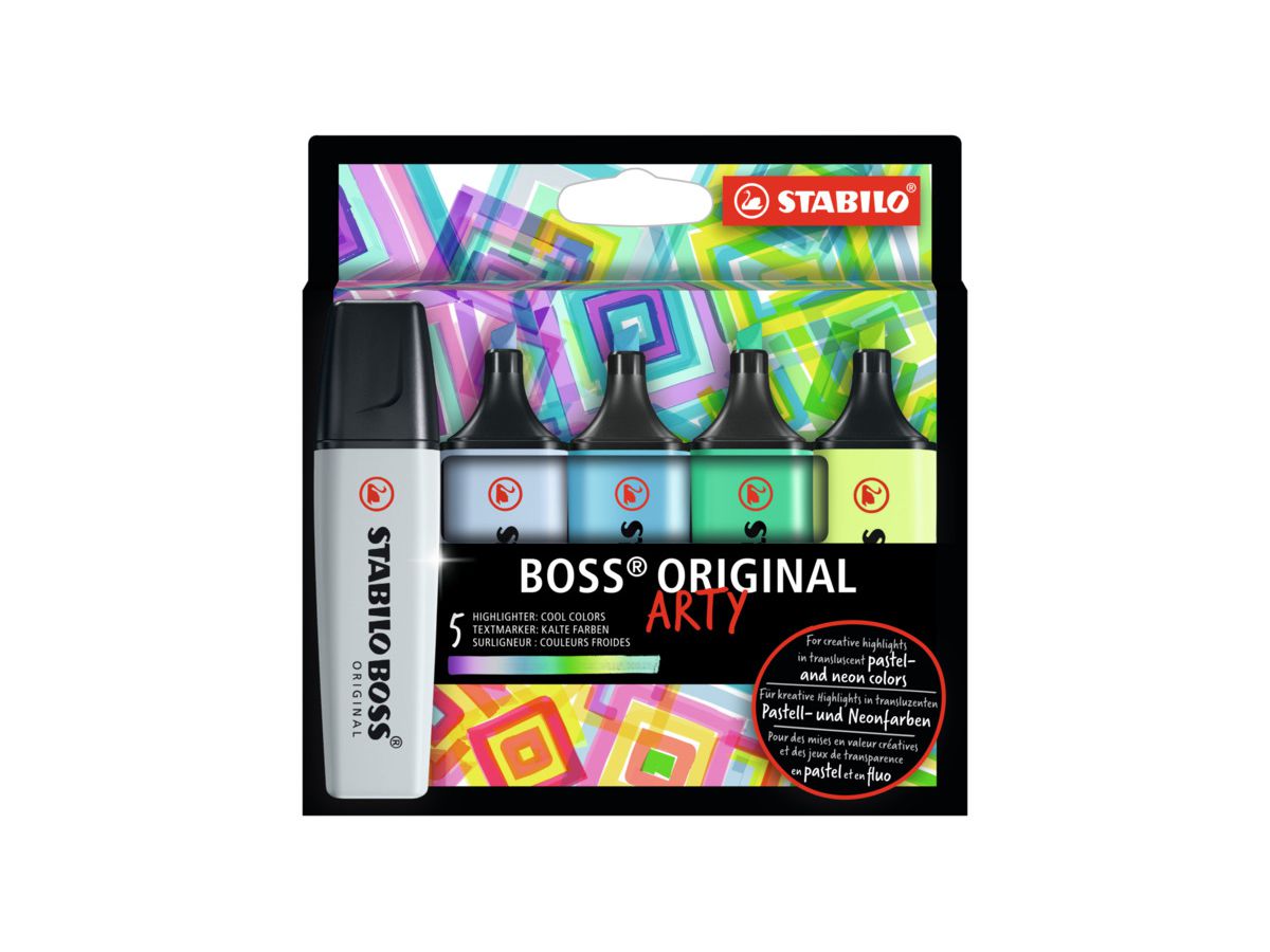 STABILO Textmarker BOSS ARTY 70/5-02-2-20 Couleurs froides, Étui 5 pcs. (4006381577755)
