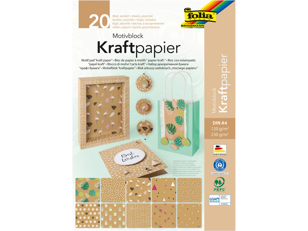 FOLIA Motivblock 48798 Kraftpapier, Kraftkarton (4001868103304)